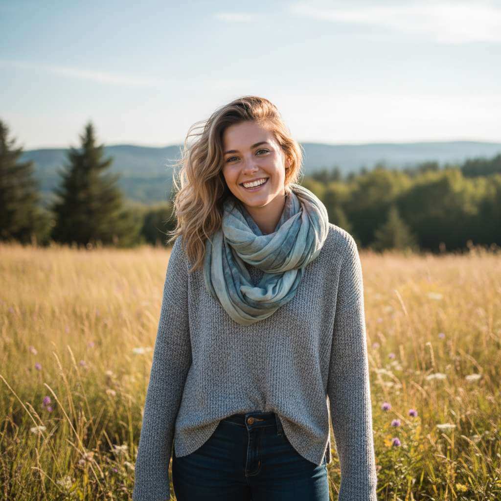 Person smiling outdoors casual portrait