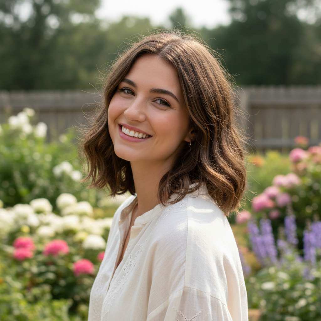 Woman smiling outdoors portrait